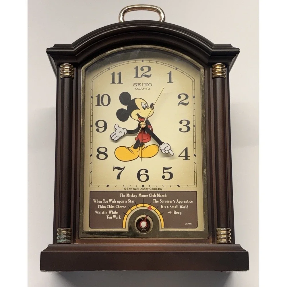 Seiko Japan Disney Mickey Mouse Clock Alarm Quartz Musical Tested Works READ